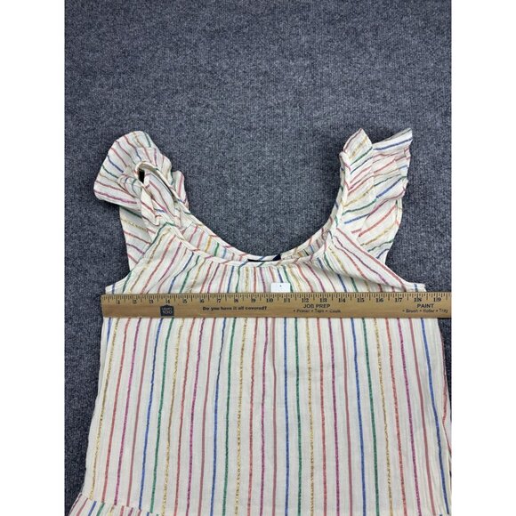 GAP Shirt Womens XS White Multicolor Metallic Stripe Ruffle Sleeve Peplum Top - Picture 4 of 8